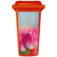 Pink Tulip About To Bloom Wheelie Bin Sticker Panel